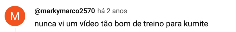 Comentário no YouTube: nunca vi um vídeo tão bom de treino para kumite